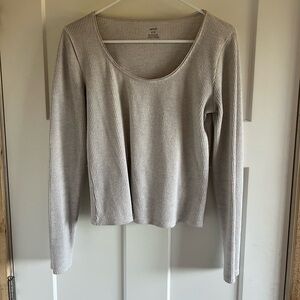 Aerie Gray Long Sleeve Ribbed Top